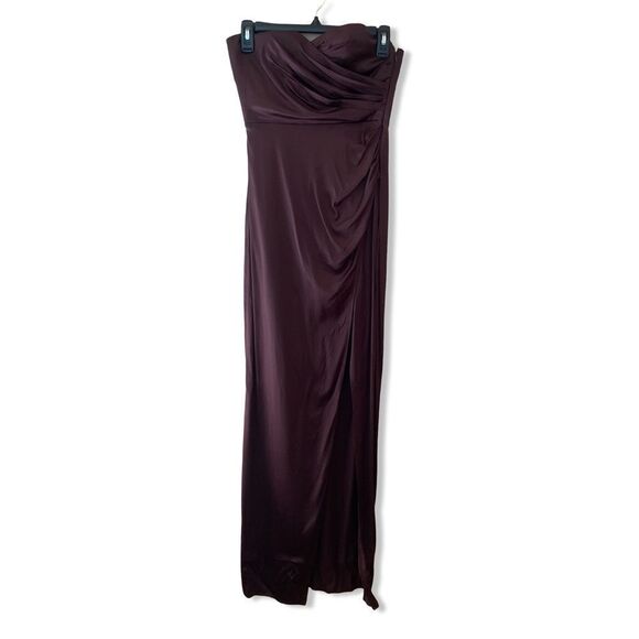 NWT Michael Costello x REVOLVE Dimity Gown Chocolate Brown satin maxi gown XS - Picture 7 of 10